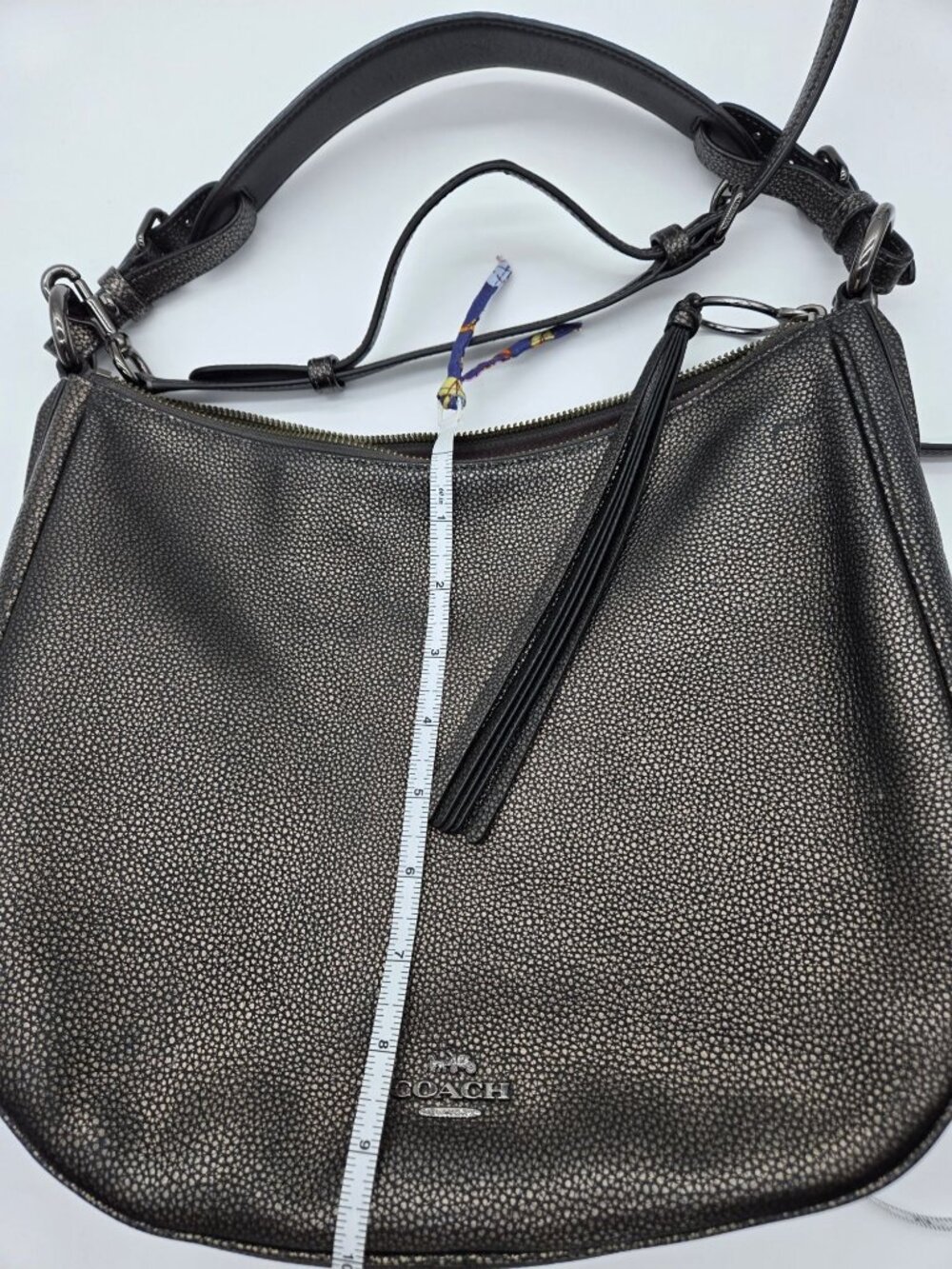 Coach Sutton Hobo 40632 Metallic Pewter Leather Convertible Shoulder Crossbody B - Picture 6 of 8